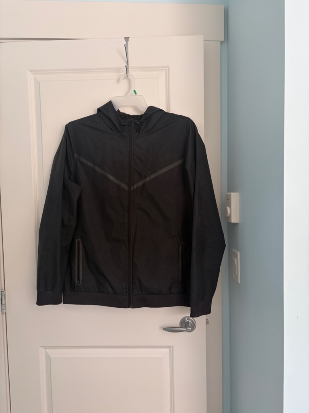 Ideology Men's Black Hooded Windbreaker with Reflective Accents